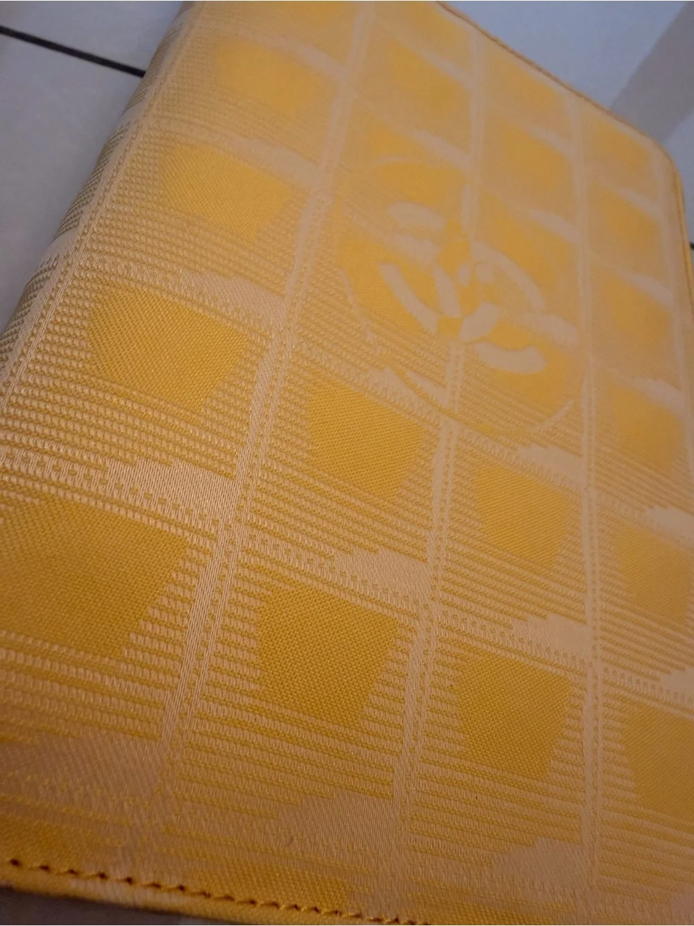 CHANEL Vintage Travel Line Yellow Nylon - 6 Ring Planner Agenda Cover